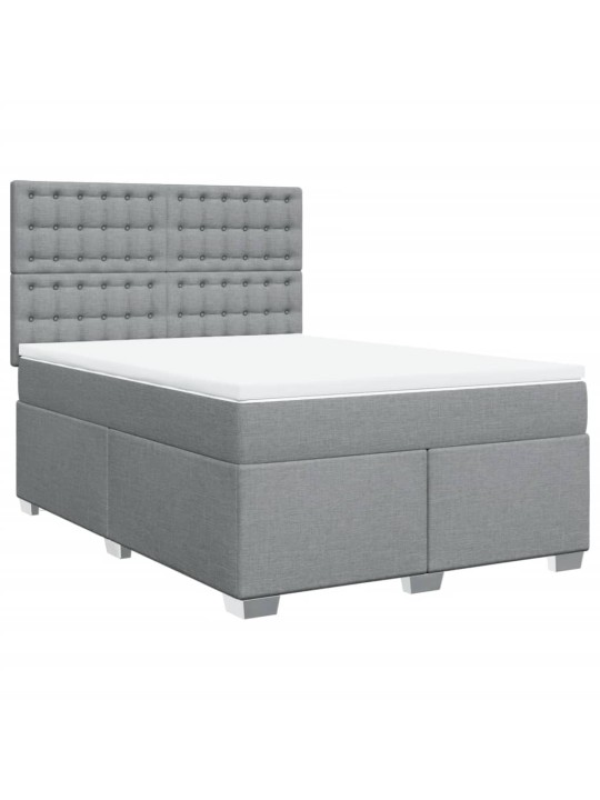 Box spring postel s matrací světle šedá 140 x 200 cm textil