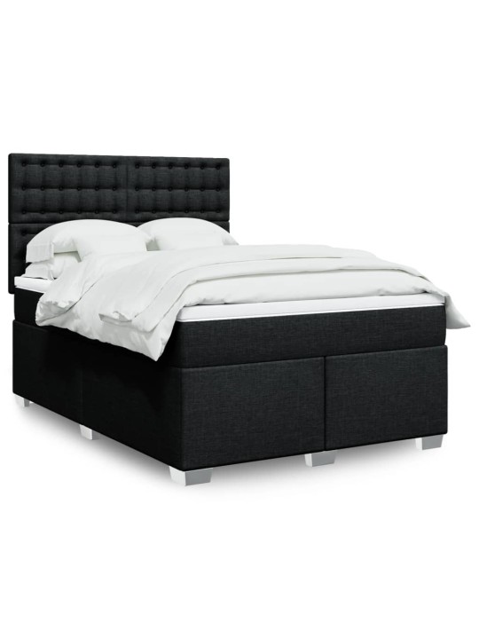 Box spring postel s matrací černá 140x200 cm textil
