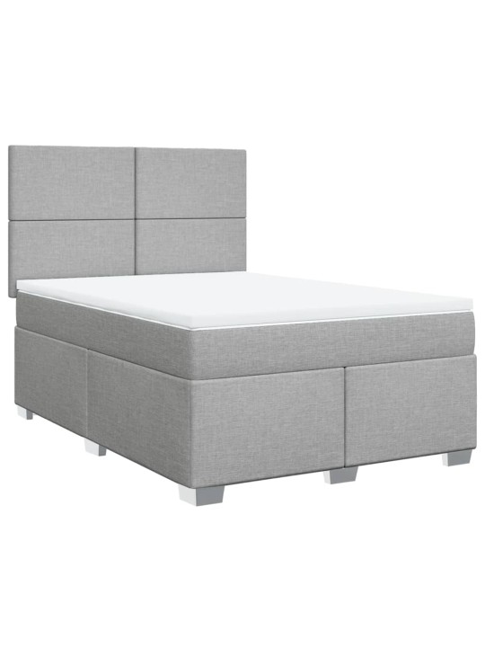 Box spring postel s matrací světle šedá 160 x 200 cm textil