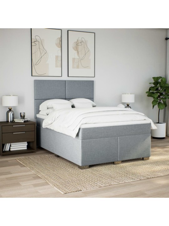 Box spring postel s matrací světle šedá 160 x 200 cm textil