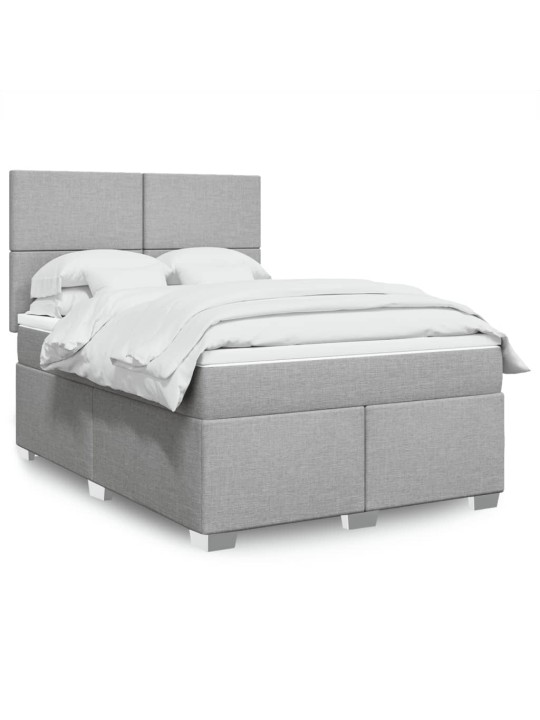 Box spring postel s matrací světle šedá 160 x 200 cm textil
