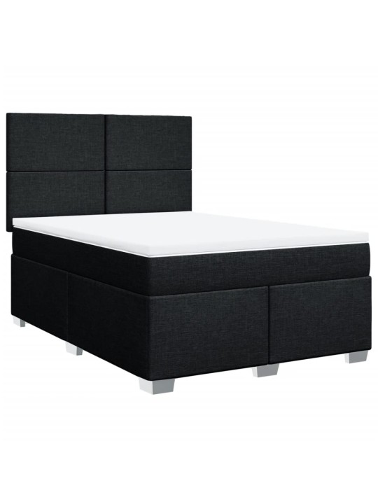 Box spring postel s matrací černá 160x200 cm textil