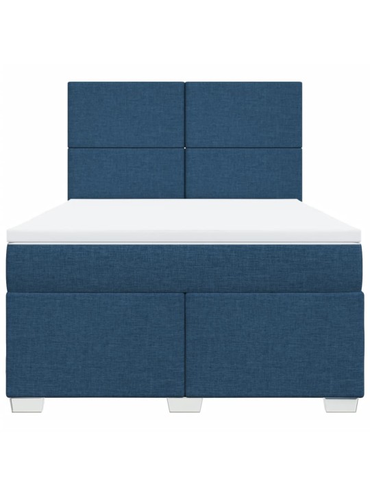 Box spring postel s matrací modrá 160x200 cm textil