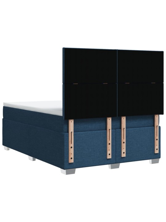 Box spring postel s matrací modrá 160x200 cm textil