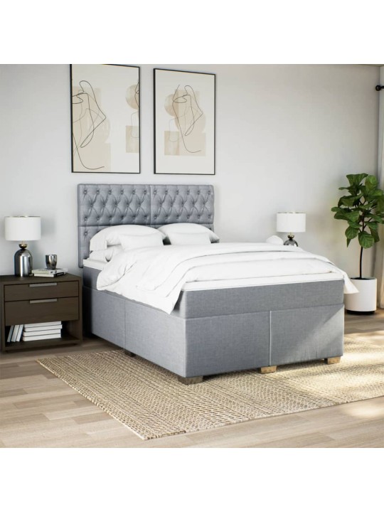Box spring postel s matrací světle šedá 160 x 200 cm textil