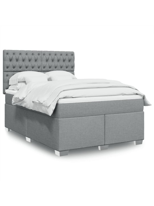 Box spring postel s matrací světle šedá 160 x 200 cm textil