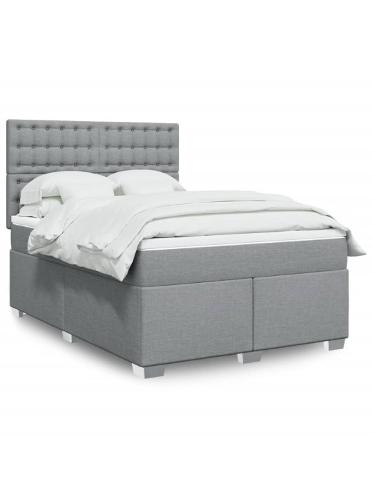 Box spring postel s matrací světle šedá 160 x 200 cm textil