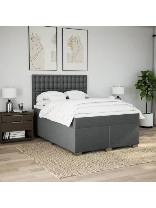 Box spring postel s matrací tmavě šedá 160x200 cm textil