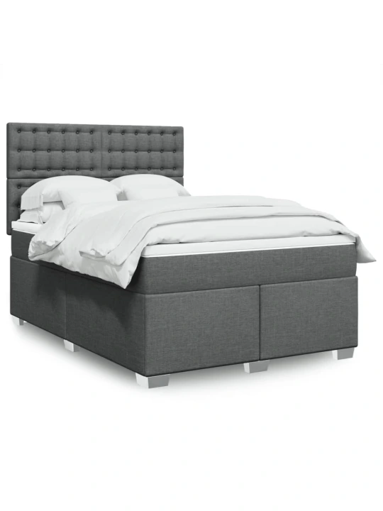 Box spring postel s matrací tmavě šedá 160x200 cm textil