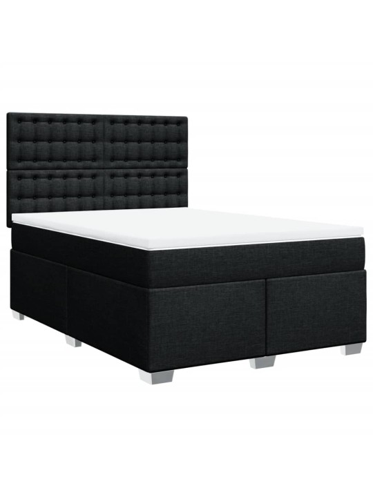 Box spring postel s matrací černá 160x200 cm textil