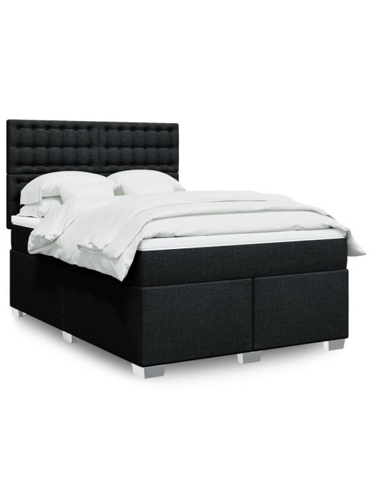 Box spring postel s matrací černá 160x200 cm textil