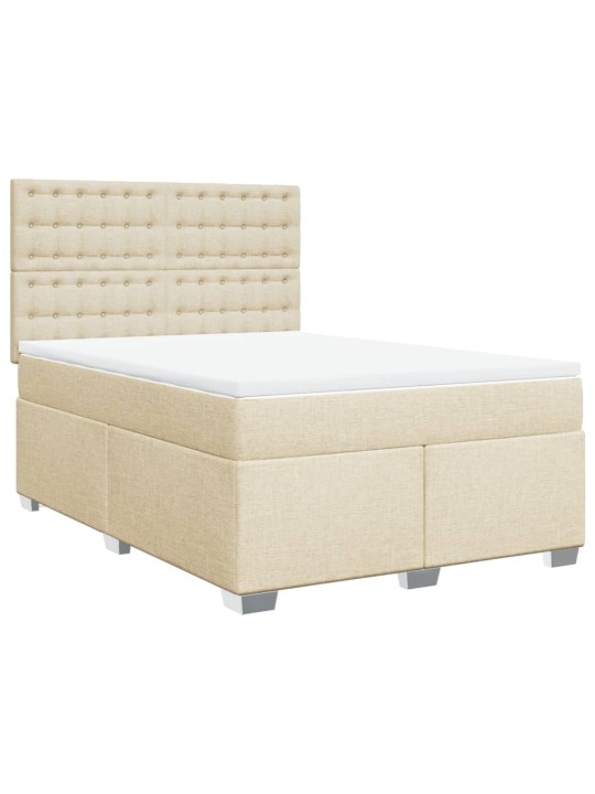 Box spring postel s matrací krémová 160x200 cm textil