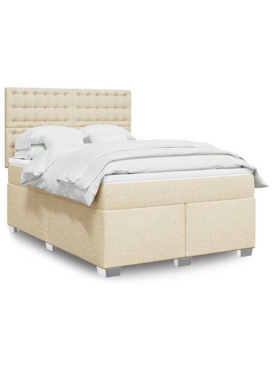 Box spring postel s matrací krémová 160x200 cm textil