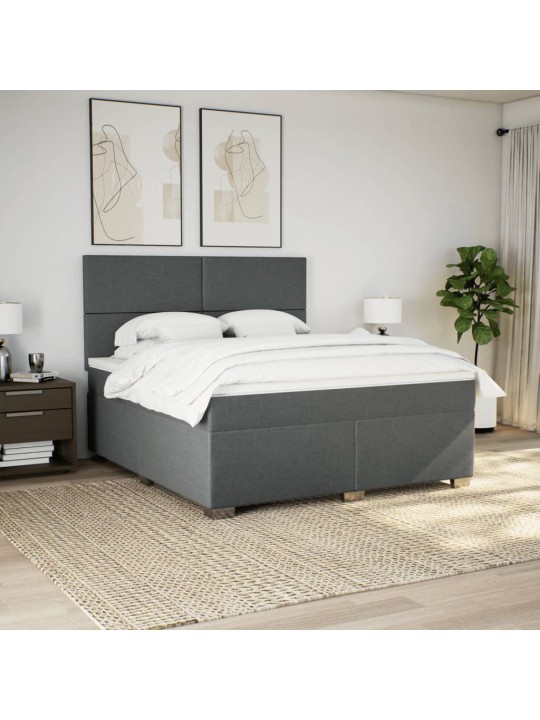 Box spring postel s matrací tmavě šedá 180x200 cm textil