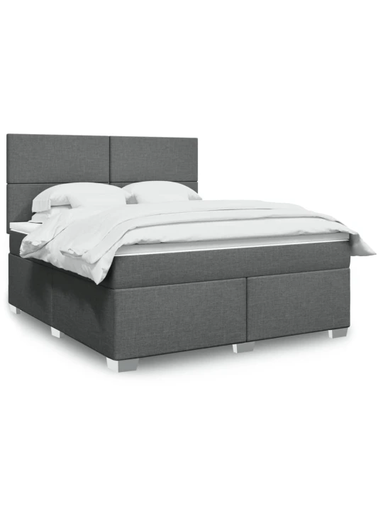 Box spring postel s matrací tmavě šedá 180x200 cm textil