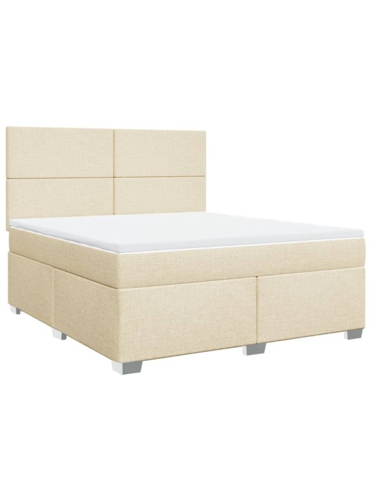 Box spring postel s matrací krémová 180x200 cm textil