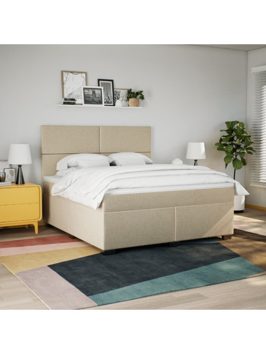Box spring postel s matrací krémová 180x200 cm textil