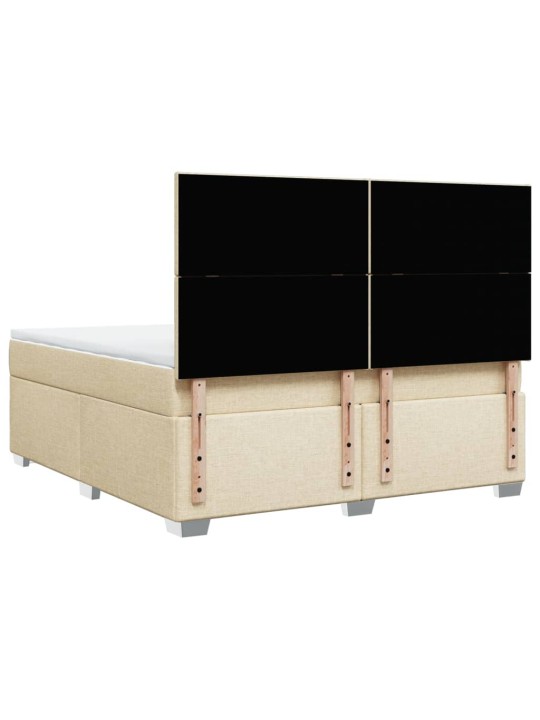 Box spring postel s matrací krémová 180x200 cm textil