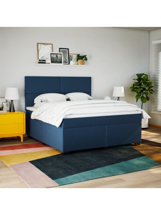 Box spring postel s matrací modrá 180x200 cm textil