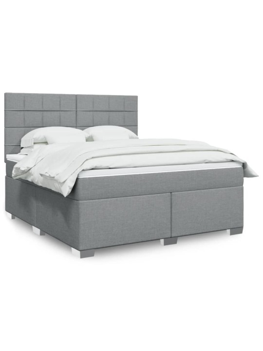 Box spring postel s matrací světle šedá 180 x 200 cm textil