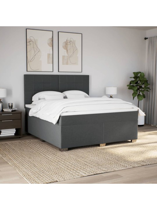 Box spring postel s matrací tmavě šedá 180x200 cm textil