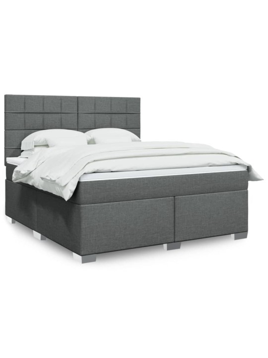 Box spring postel s matrací tmavě šedá 180x200 cm textil