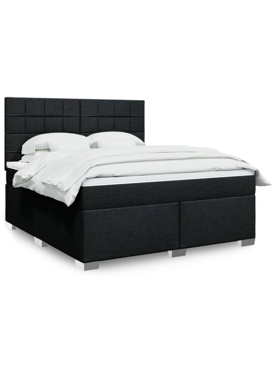 Box spring postel s matrací černá 180x200 cm textil
