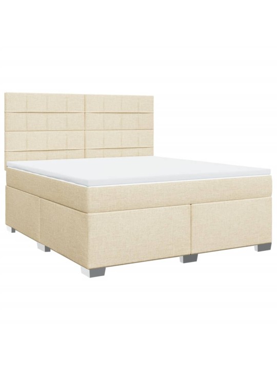 Box spring postel s matrací krémová 180x200 cm textil