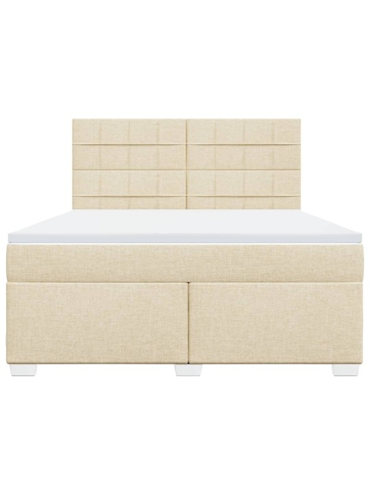 Box spring postel s matrací krémová 180x200 cm textil