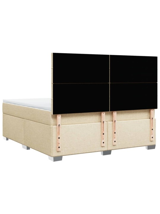 Box spring postel s matrací krémová 180x200 cm textil