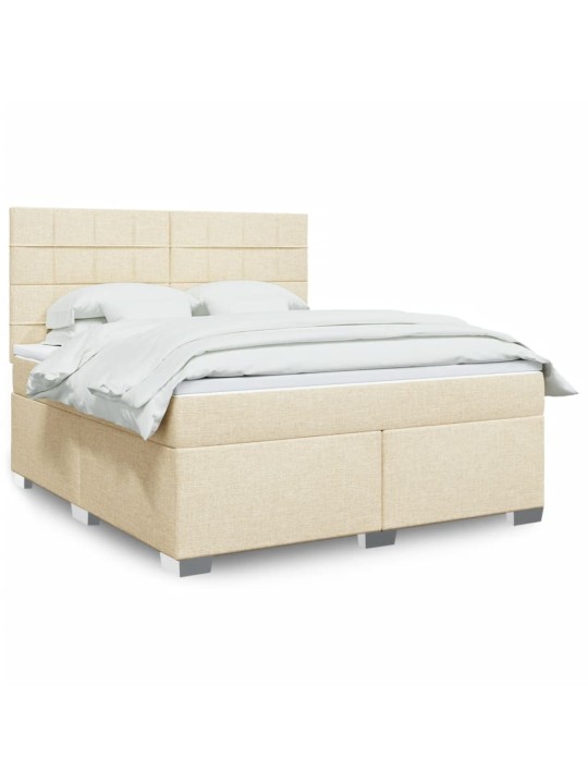 Box spring postel s matrací krémová 180x200 cm textil
