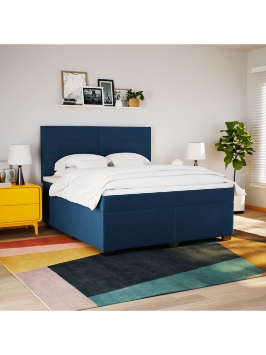 Box spring postel s matrací modrá 180x200 cm textil