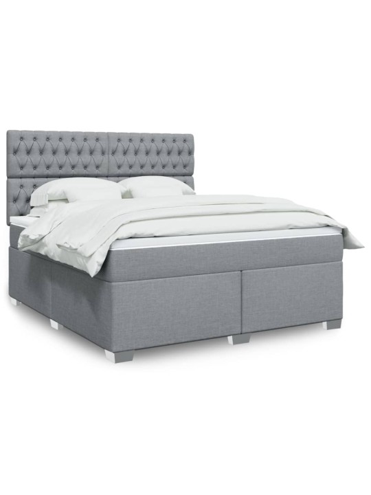 Box spring postel s matrací světle šedá 180 x 200 cm textil