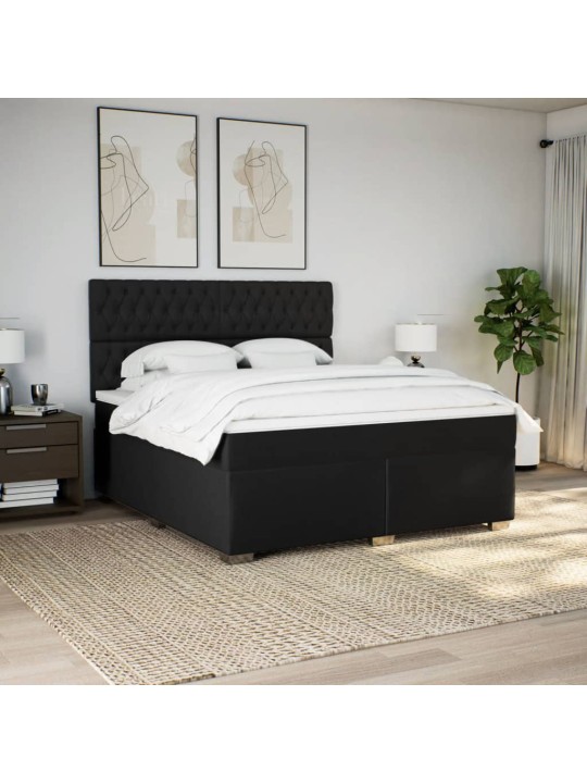 Box spring postel s matrací černá 180x200 cm textil