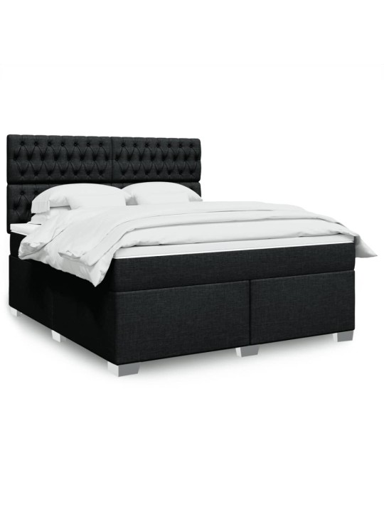 Box spring postel s matrací černá 180x200 cm textil