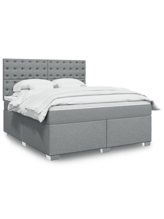 Box spring postel s matrací světle šedá 180 x 200 cm textil