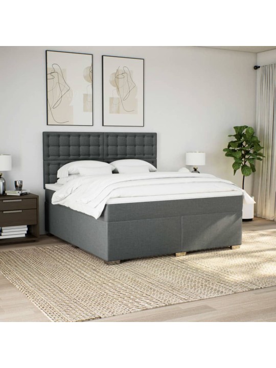 Box spring postel s matrací tmavě šedá 180x200 cm textil