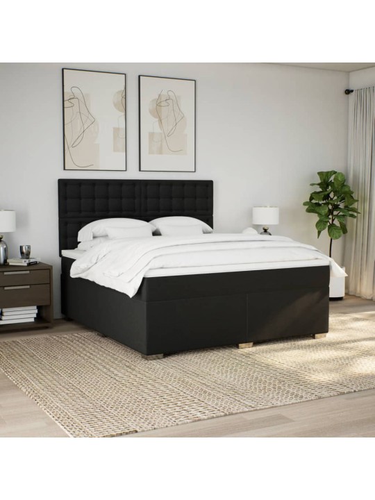 Box spring postel s matrací černá 180x200 cm textil