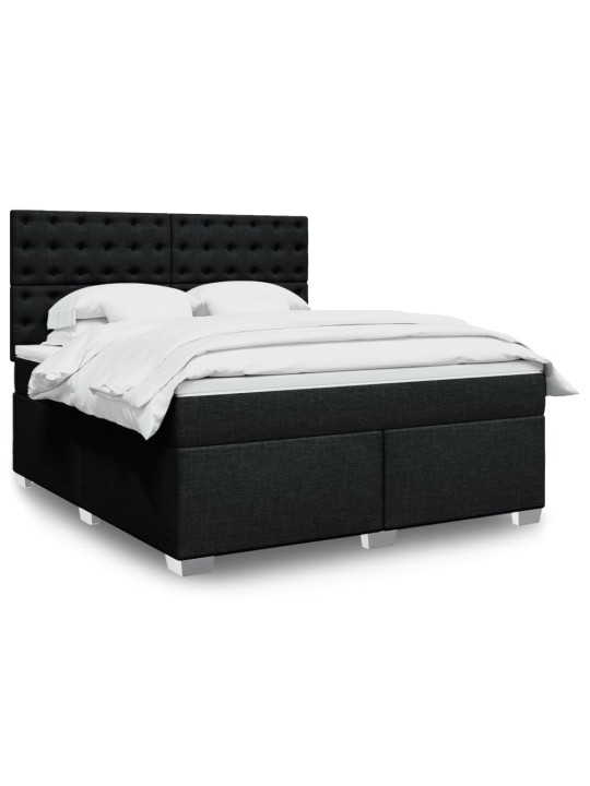 Box spring postel s matrací černá 180x200 cm textil