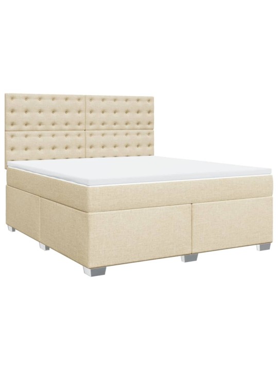 Box spring postel s matrací krémová 180x200 cm textil