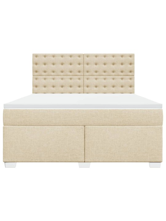 Box spring postel s matrací krémová 180x200 cm textil