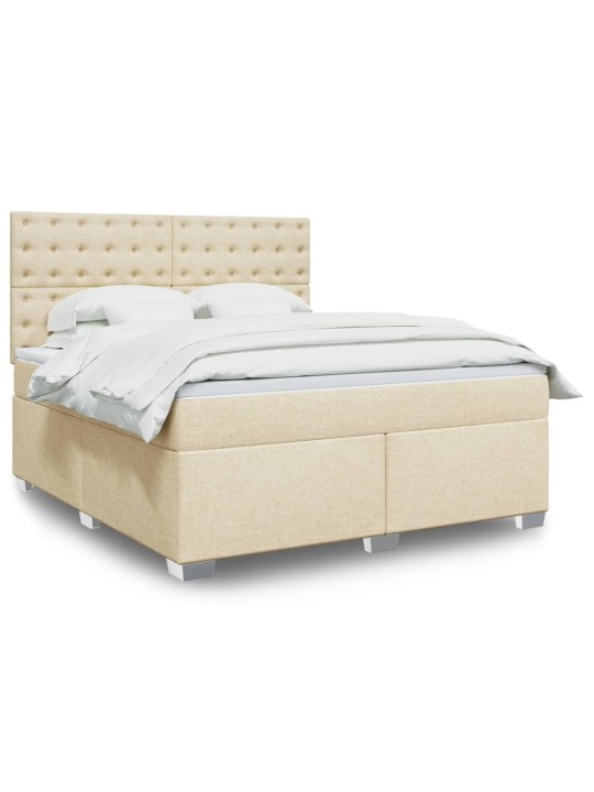 Box spring postel s matrací krémová 180x200 cm textil