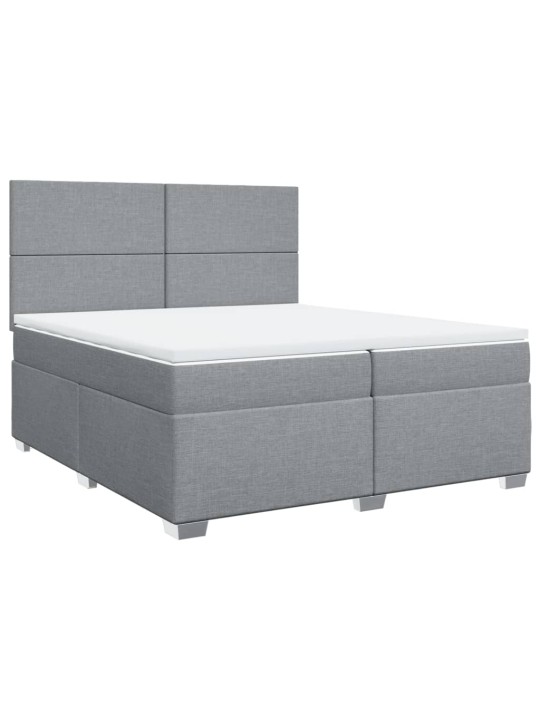Box spring postel s matrací světle šedá 200 x 200 cm textil