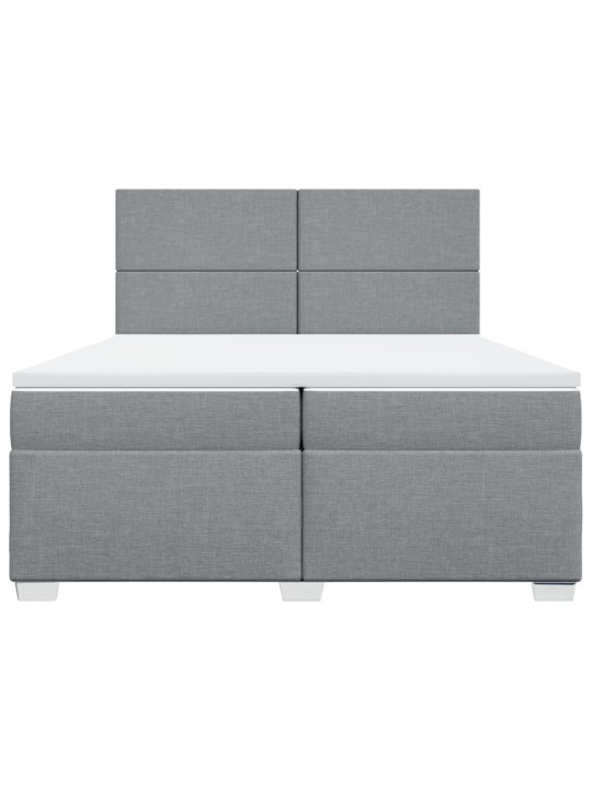 Box spring postel s matrací světle šedá 200 x 200 cm textil