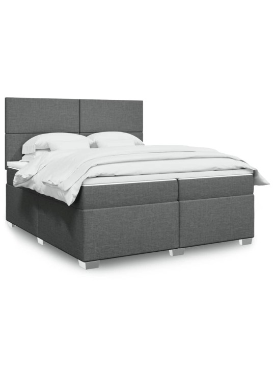 Box spring postel s matrací tmavě šedá 200x200 cm textil