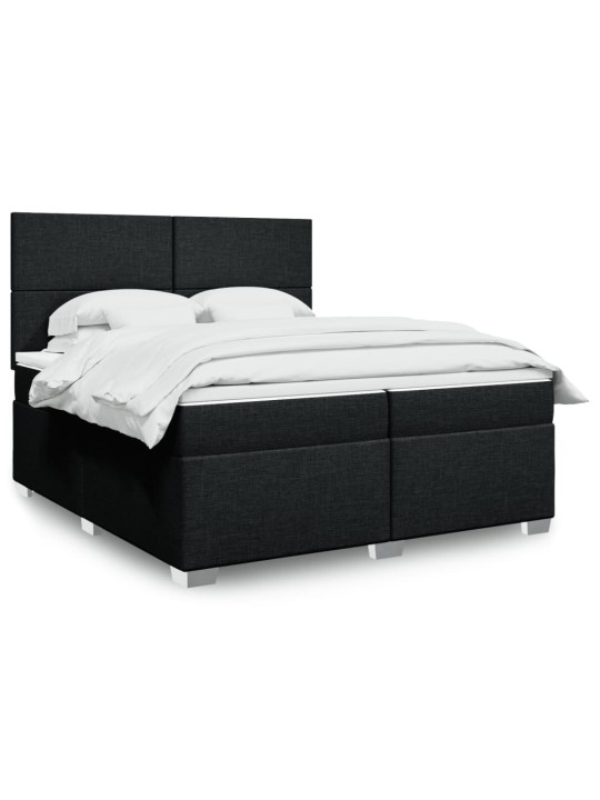 Box spring postel s matrací černá 200x200 cm textil