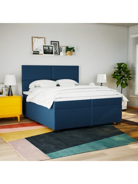 Box spring postel s matrací modrá 200x200 cm textil