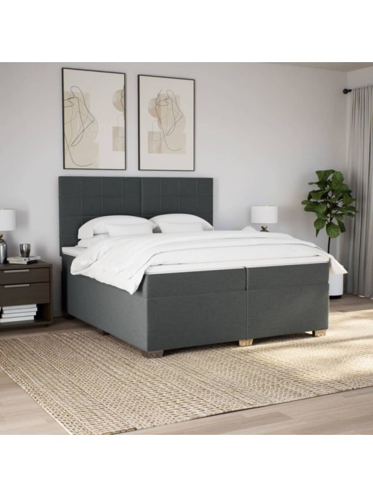 Box spring postel s matrací tmavě šedá 200x200 cm textil