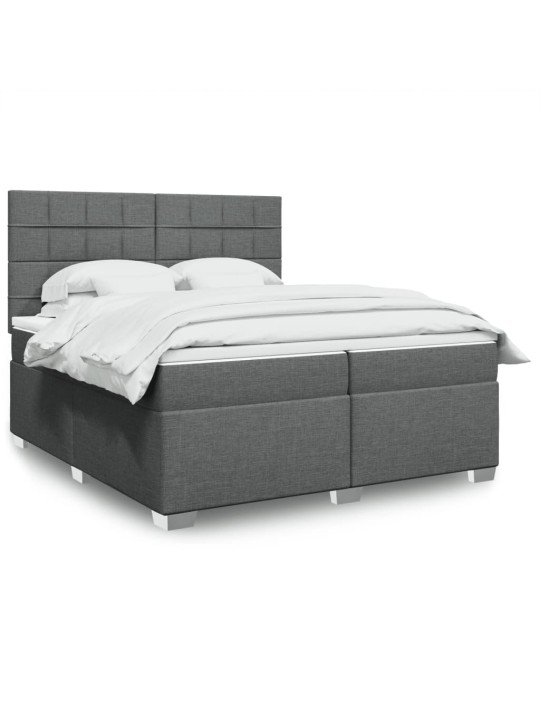 Box spring postel s matrací tmavě šedá 200x200 cm textil