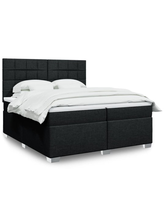Box spring postel s matrací černá 200x200 cm textil